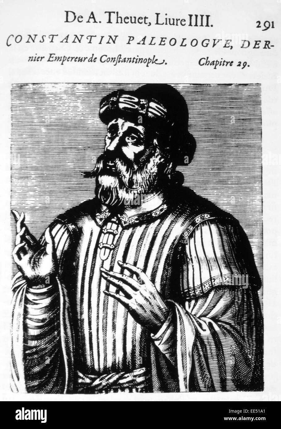 Constantine XI (1404-53), der letzte byzantinische Kaiser, Holzschnitt aus "Les Vrais Pourtraits et des Hommes Illustres von André Thevet 1584 MIAS Stockfoto