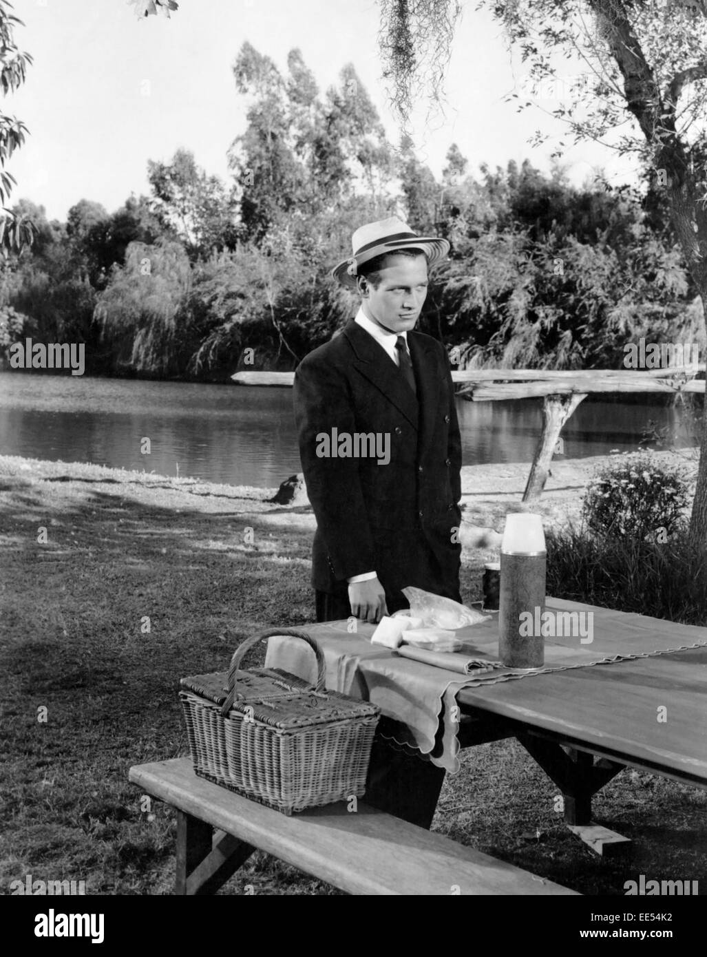 Paul Newman, am Set des Films, die langen, heißen Sommers, 20th Century Fox Film Corp., 1958 Stockfoto