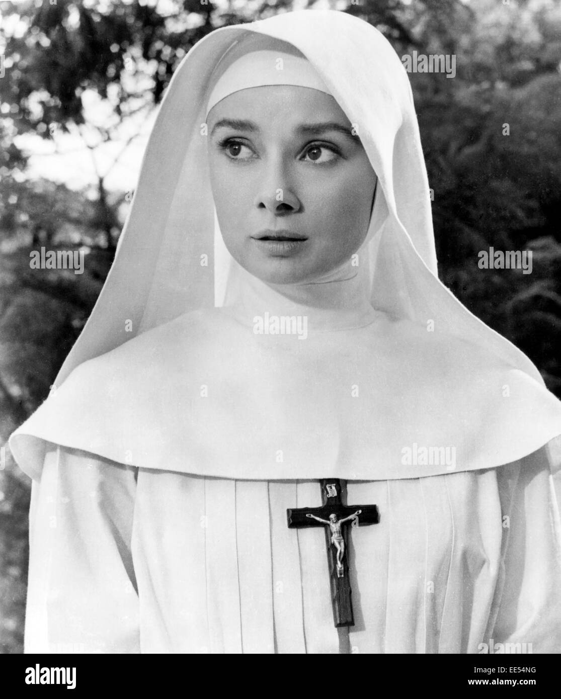 Audrey Hepburn, am Set des Films "Die Nonne Story", 1959 Stockfoto