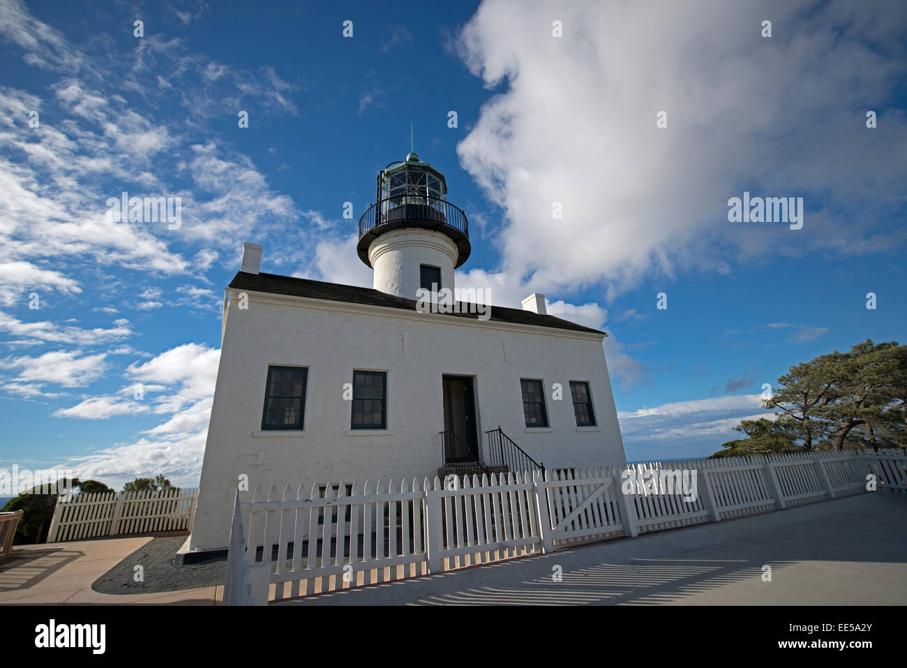 Alter Leuchtturm von Point Loma, Cabrillo Nationalmonument, Point Loma, San Diego, Kalifornien USA Stockfoto