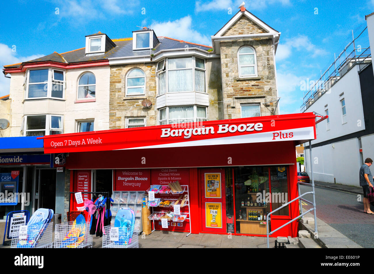 Schnäppchen-Schnaps Schnaps, Newquay, Cornwall, UK Stockfoto