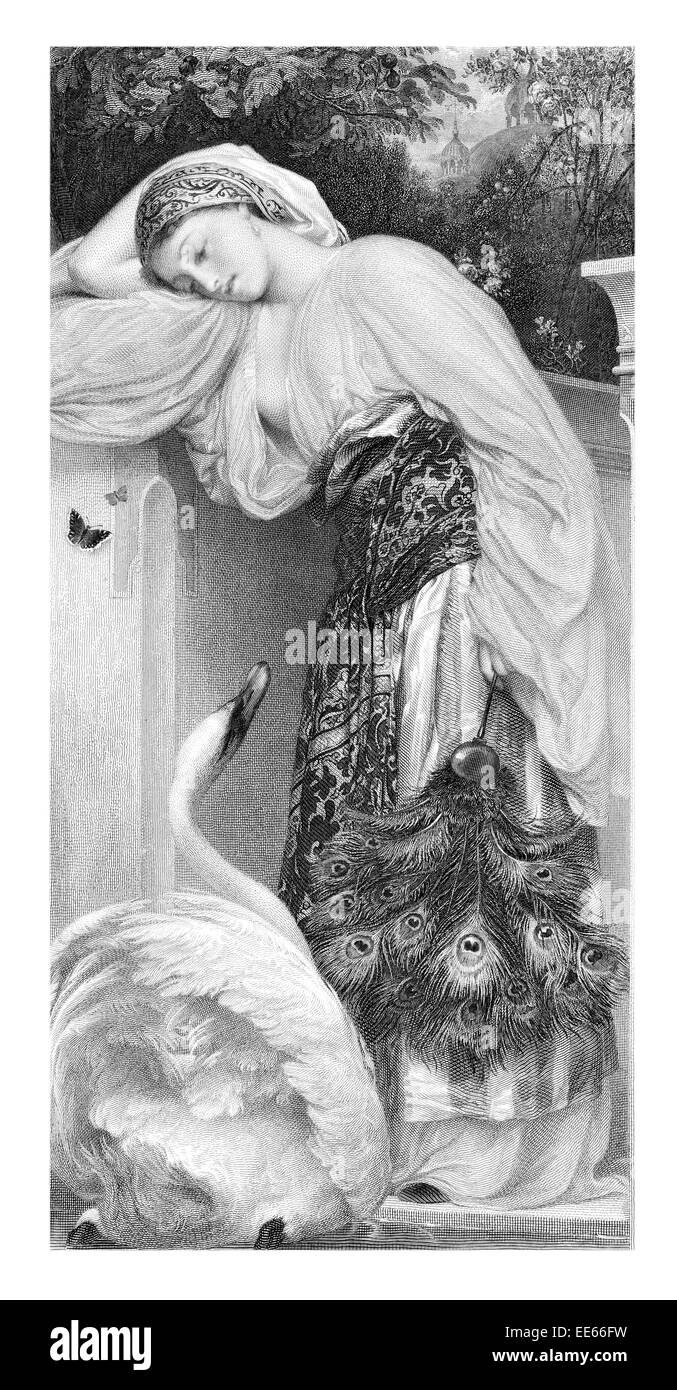 Odaliske Frederic Leighton 1. Baron Leighton Schwan Frau weibliche Anmut anmutige Schönheit weibliche Lady Mädchen feminine pose Stockfoto