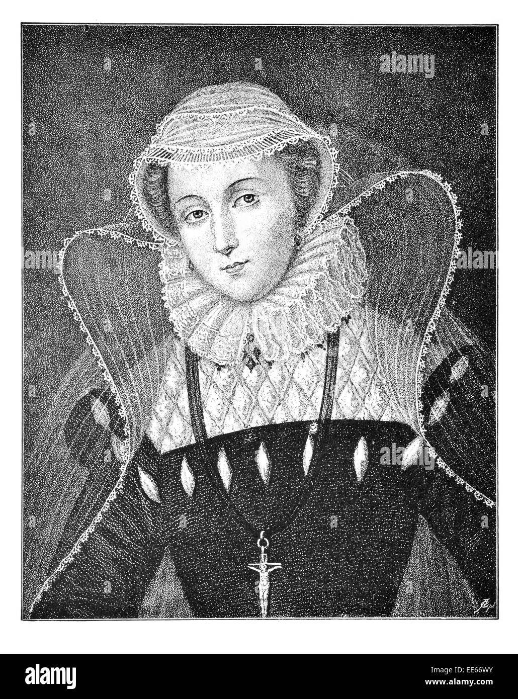 Mary Stuart Queen of Scots Schottland 1542 1567 Porträt Royalty Royal Regal edel Adel oberen Klasse privilegierten consort Stockfoto