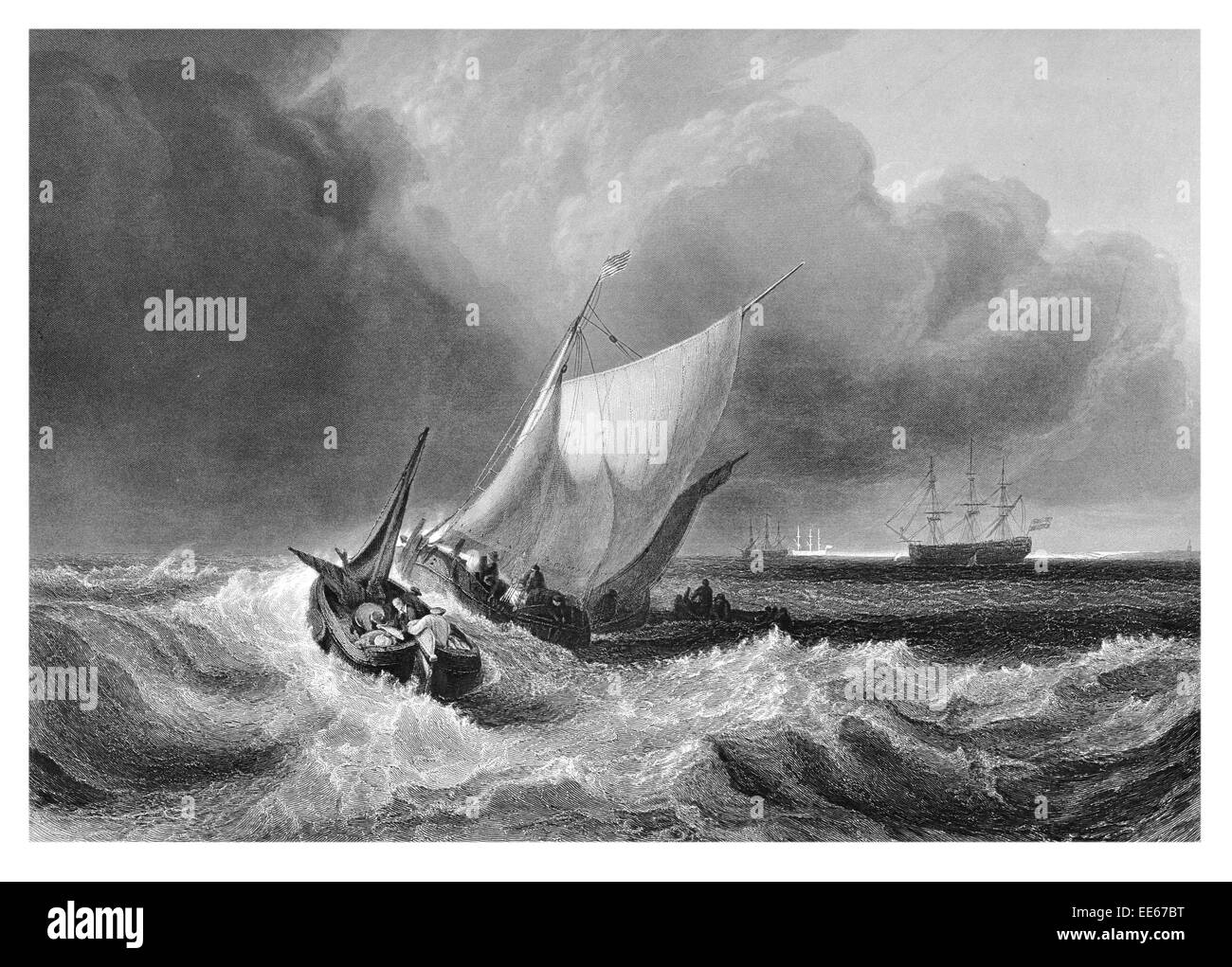 Holländische Schiffe in einem Sturm Joseph Mallord William Turner 1801 Clipper Handel Gefäß Schiff Boot Segel Segeln Händler Fischer angeln Stockfoto