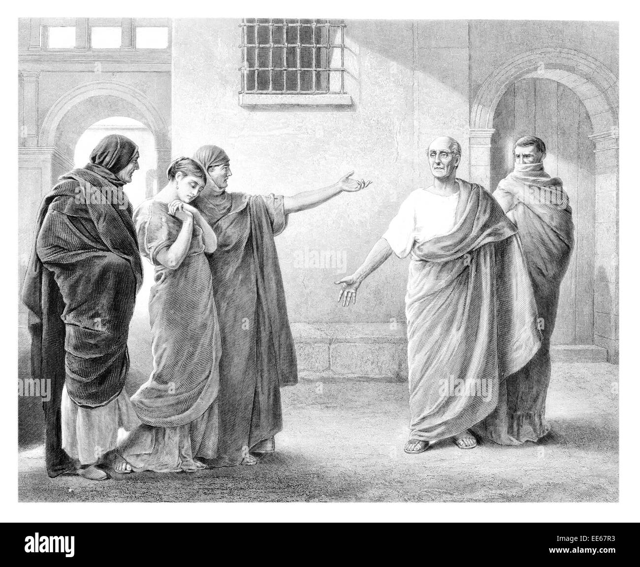 Jedoch Reproching Tiberius Junius Brutus und Lucius Sicinius Vellutus J D Linton William Shakespeare Coriolanus Roman Stockfoto