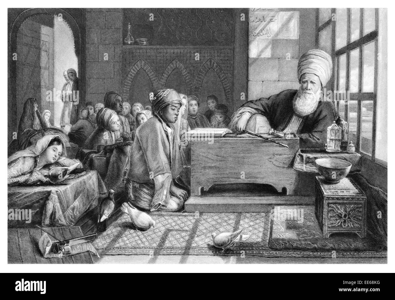 Eine türkische Schule John Frederick Lewis Kostümen Lehrerbildung erzogen Lehre Imam viktorianischen Türkei Stockfoto