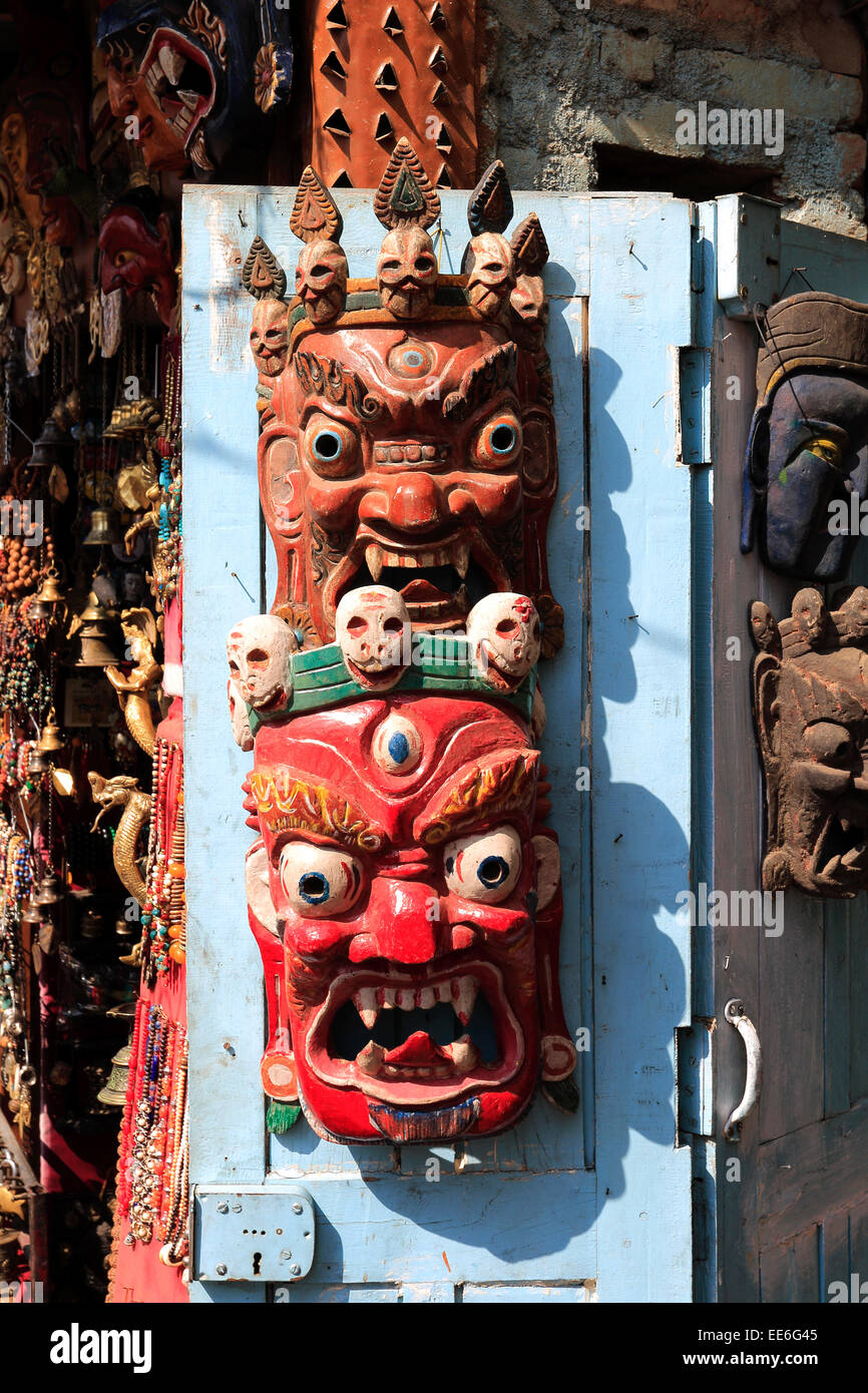 Tourist-Geschenke und Andenken Stände und Geschäfte, Monkey Temple, UNESCO-Weltkulturerbe, Swayambhunath, Stadt Kathmandu, Nepal, als Stockfoto