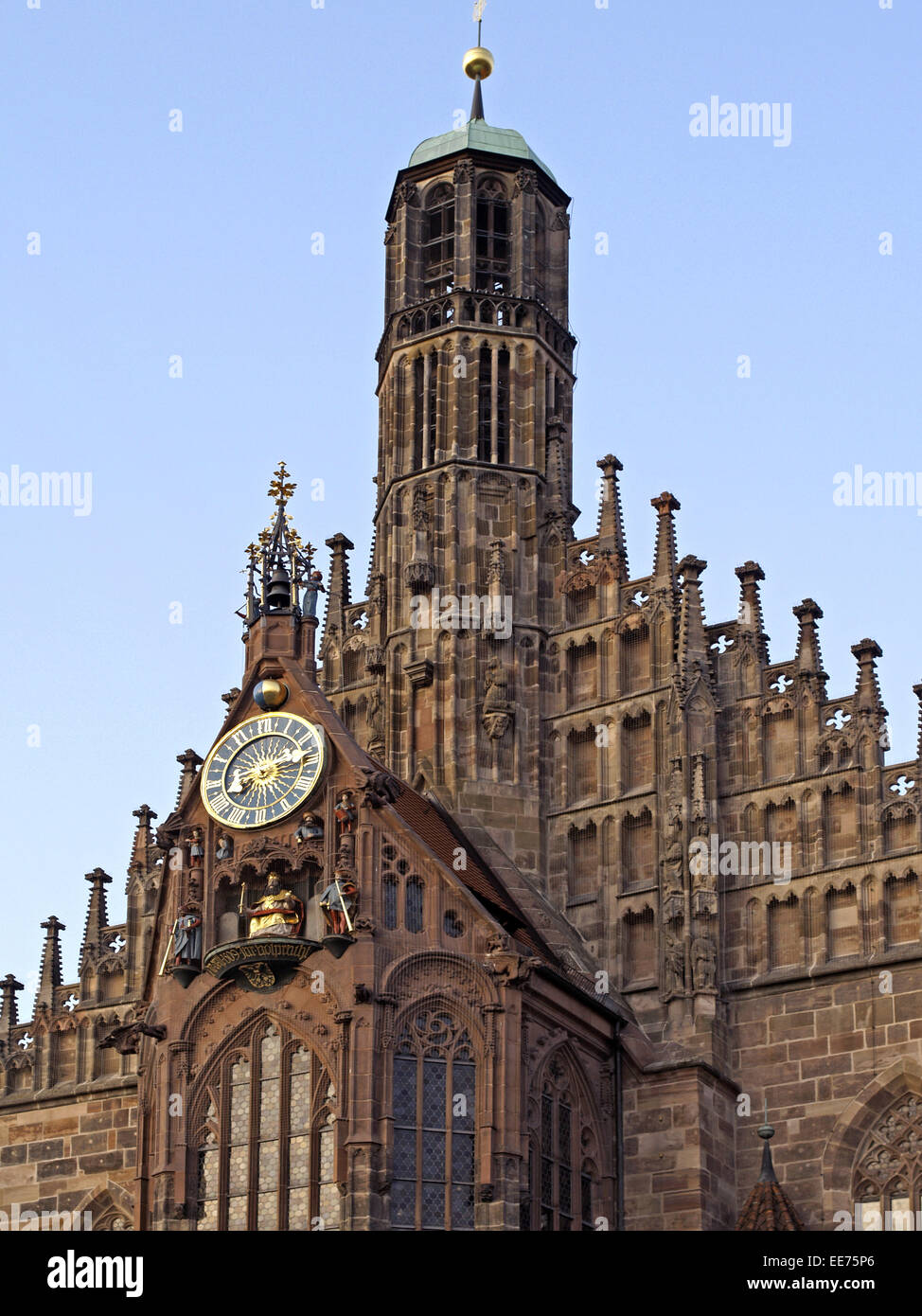 Deutschland, Bayern, Nürnberg, Nürnberg, Frauenkirche, Marktplatz, Hauptmarkt, Franken, Mittelfranken, Kirche, Abendkonzerte, Hal Stockfoto