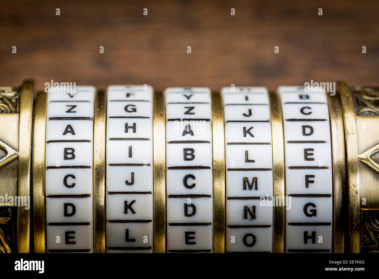 Bibel-Wort als Passwort Kombination puzzle Box mit Ringen von Briefen Stockfoto
