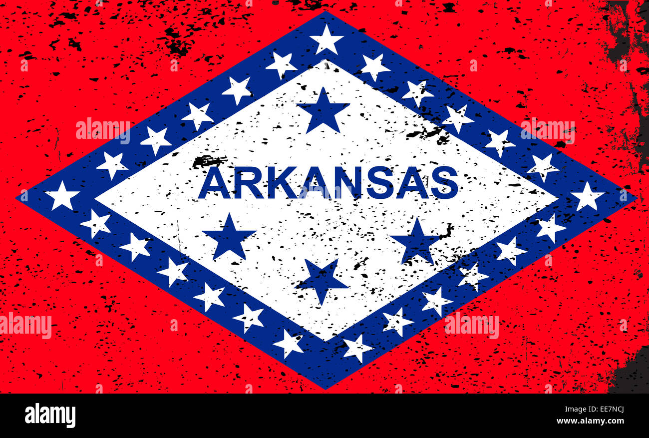 Die Staatsflagge von USA-Bundesstaat Arkansas mit grunge Stockfoto