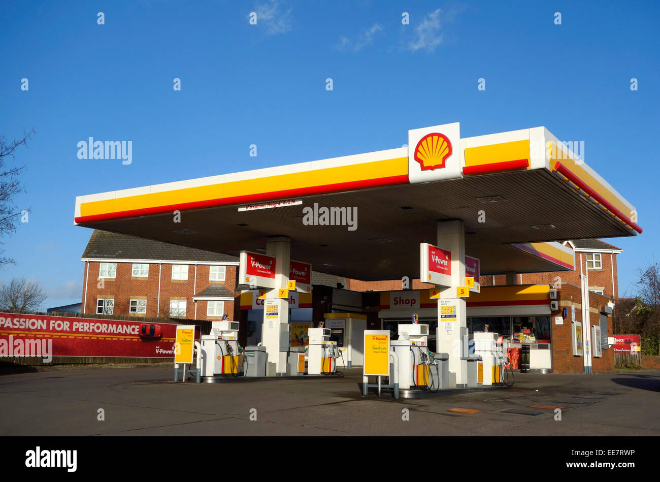 Shell Tankstelle, UK Stockfoto