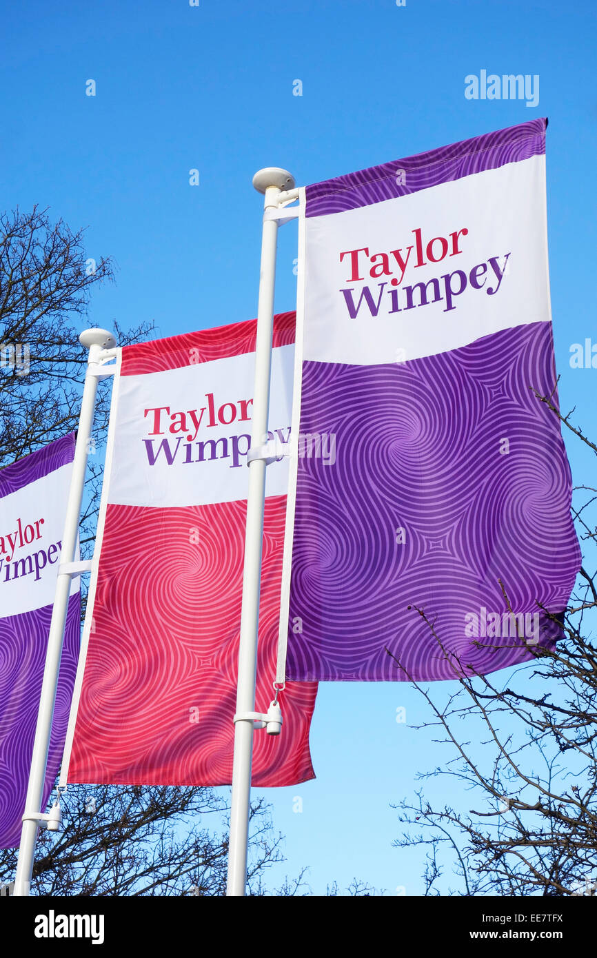 Taylor Wimpey Baufirma Flagge, UK Stockfoto