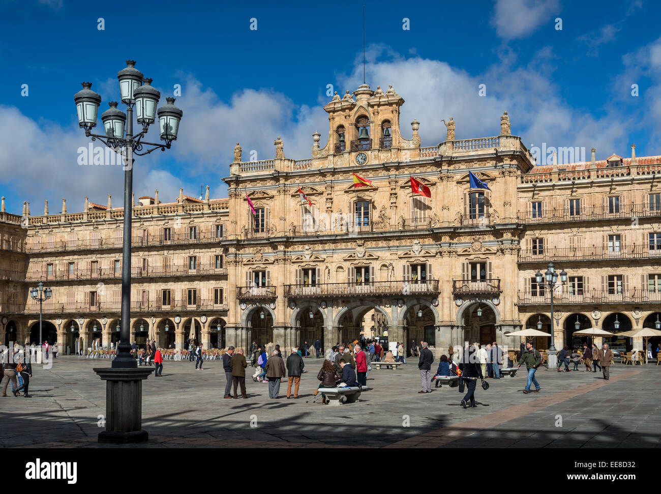 Nordseite der Plaza Mayor (Hauptplatz), Salamanca, Spanien Stockfoto