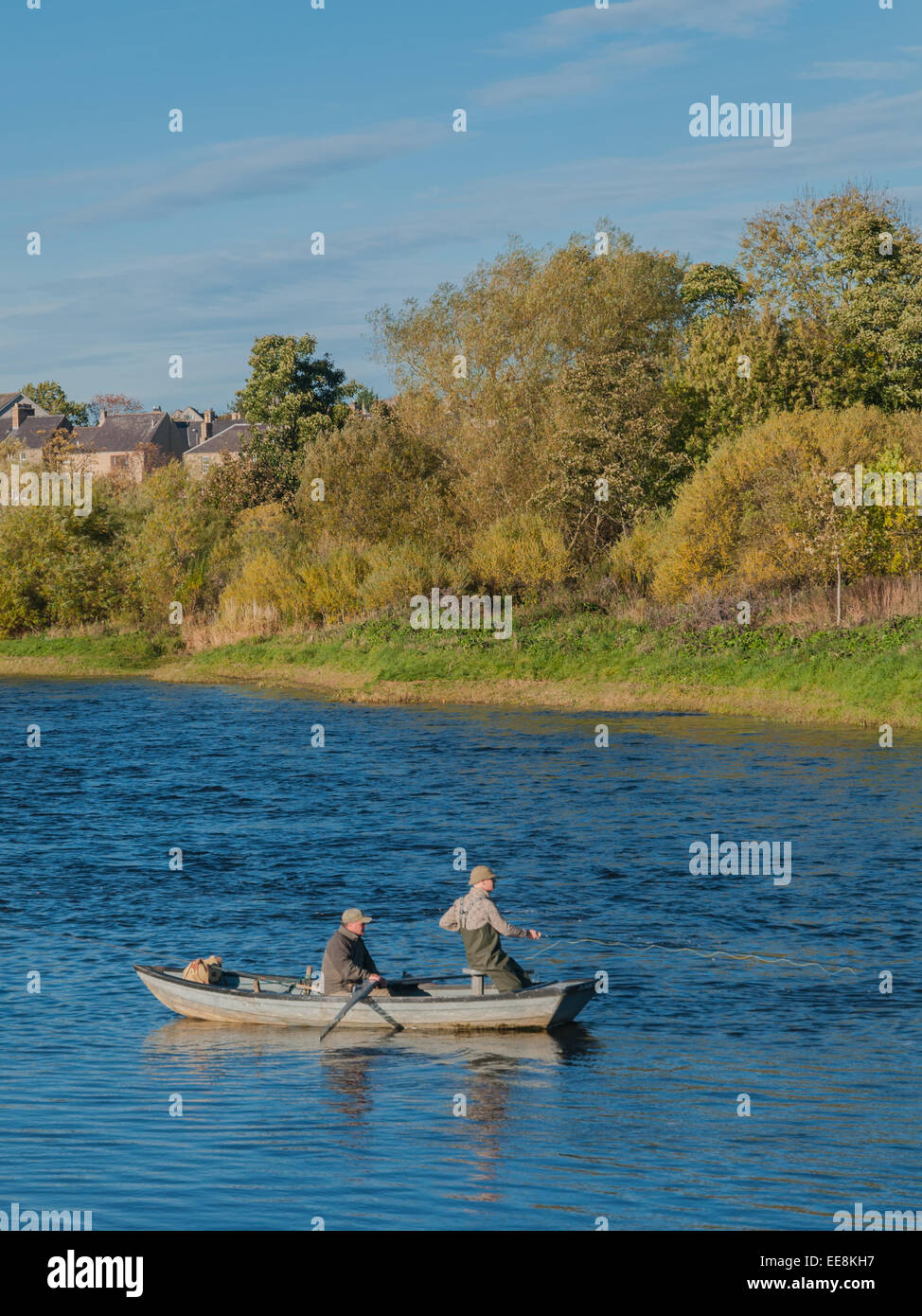 Lachs Angeln Fluss Tweed Kelso Scottish Grenzen Schottland Stockfoto