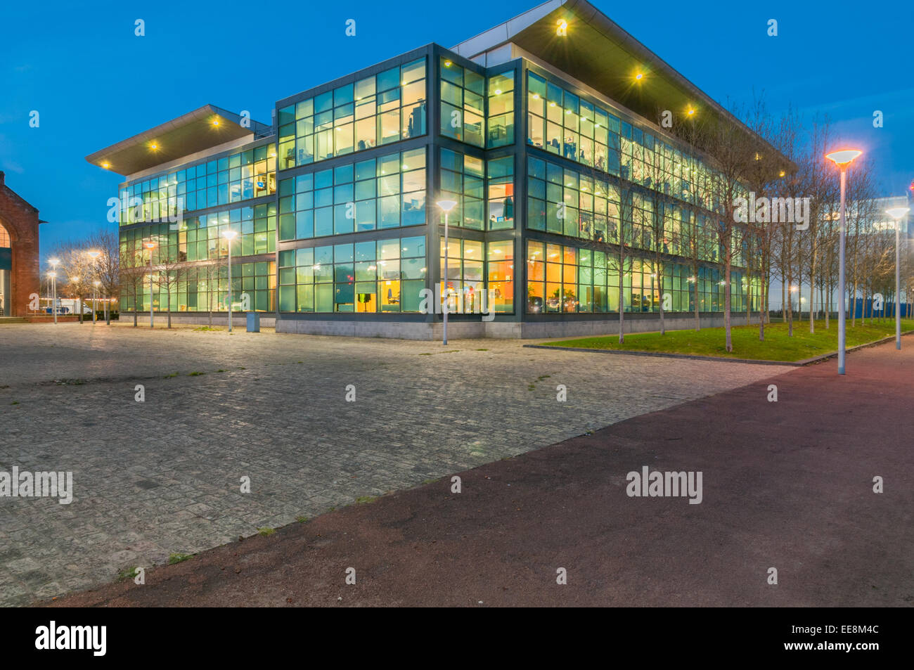 Pacific Quay neben den River Clyde in der Morgendämmerung Glasgow Schottland Stockfoto