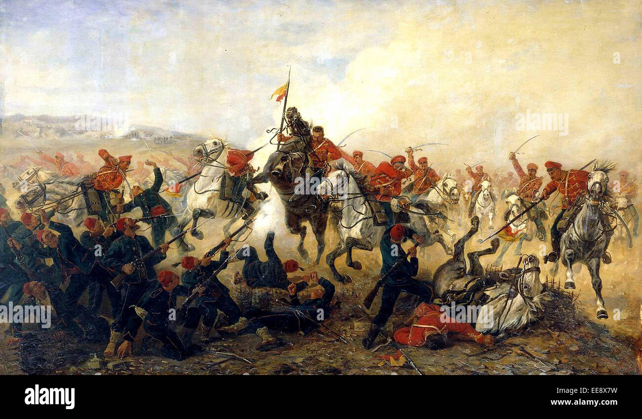 Die Schlacht von Telish, 1877. Kämpfen Sie in Bulgarien während des russisch-türkischen Krieg von 1877-1878 Stockfoto