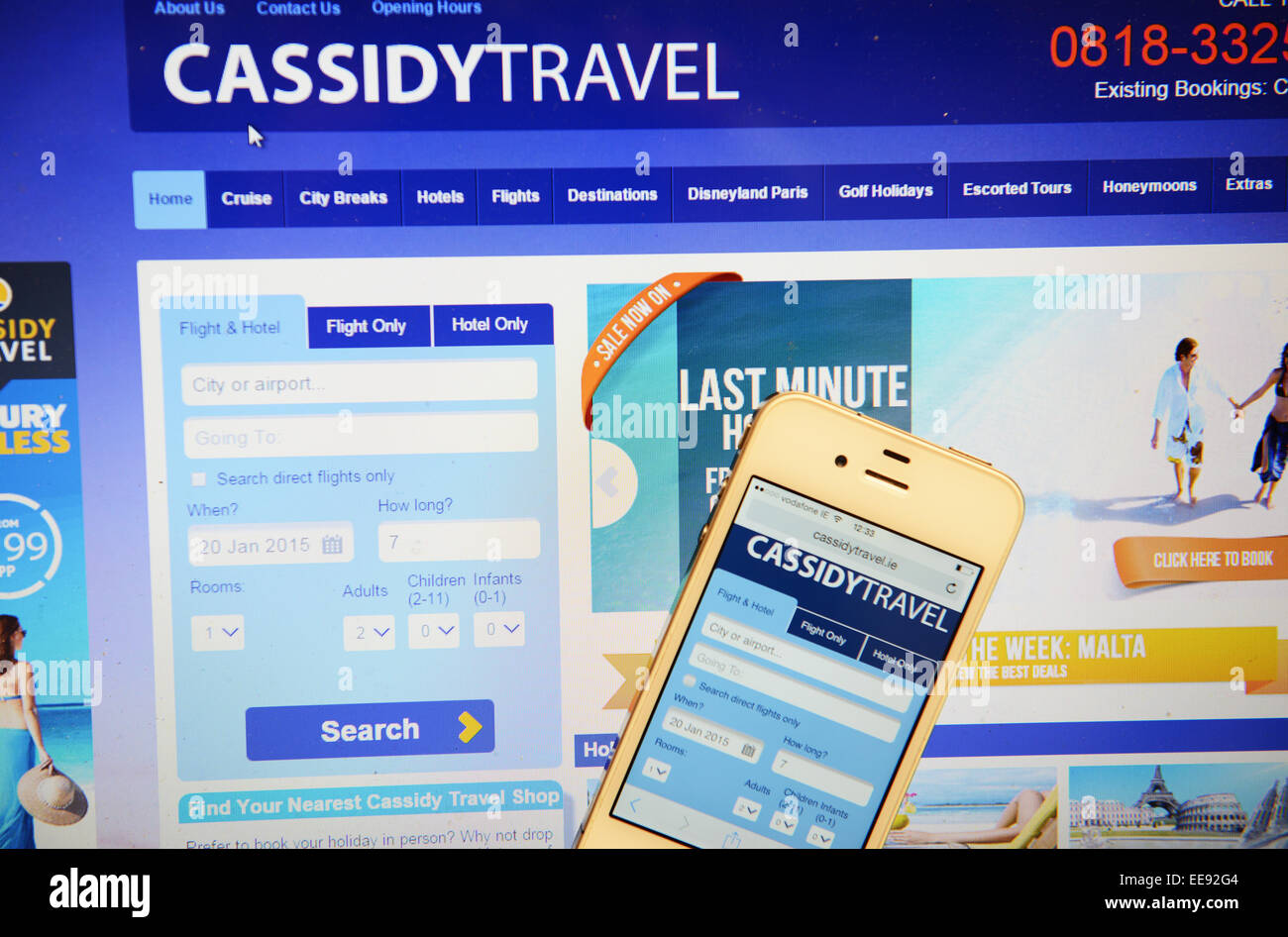 Cassidy-Reise-Website und IPhone Stockfoto