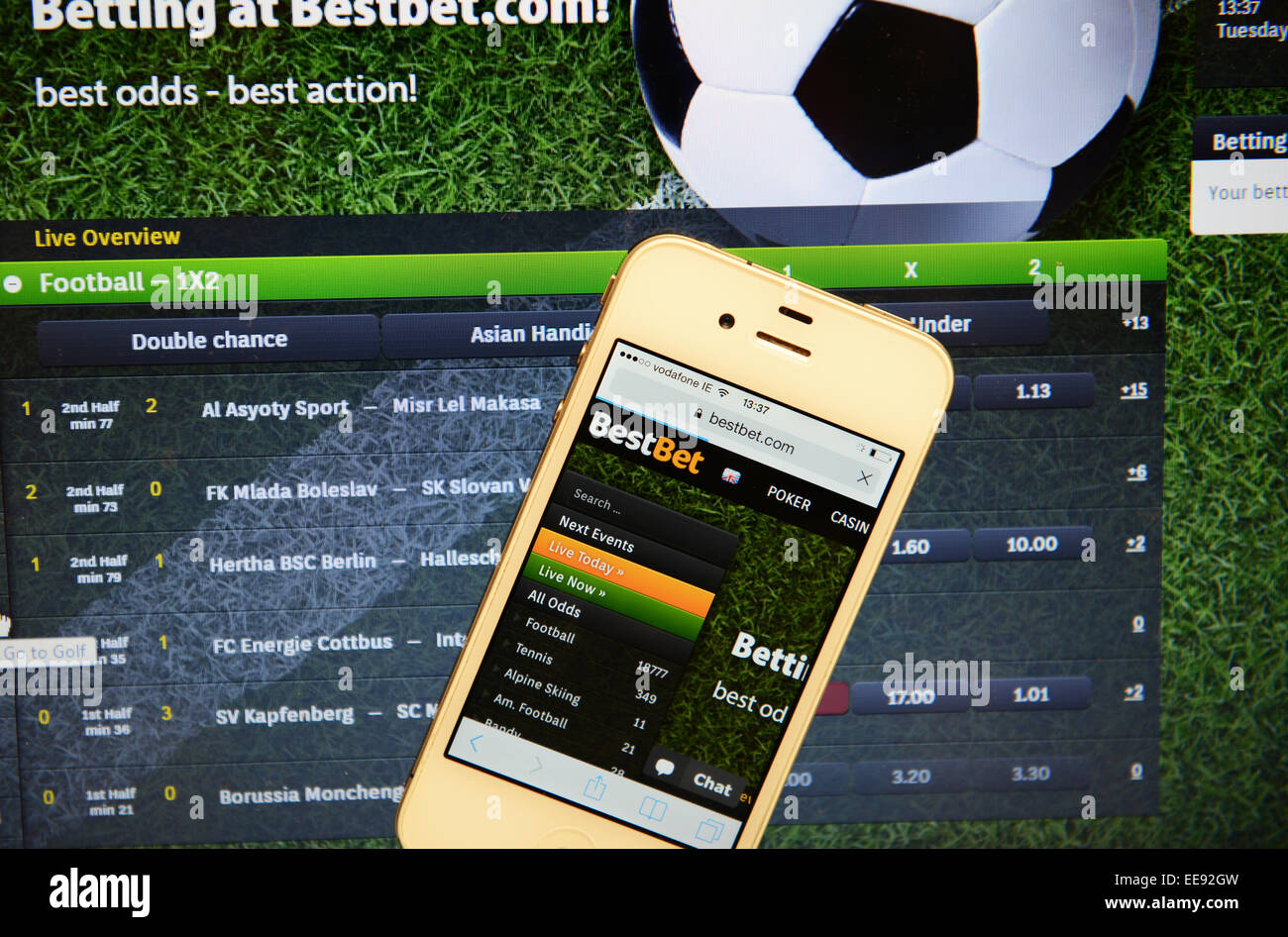 BestBet Website und IPhone Stockfoto