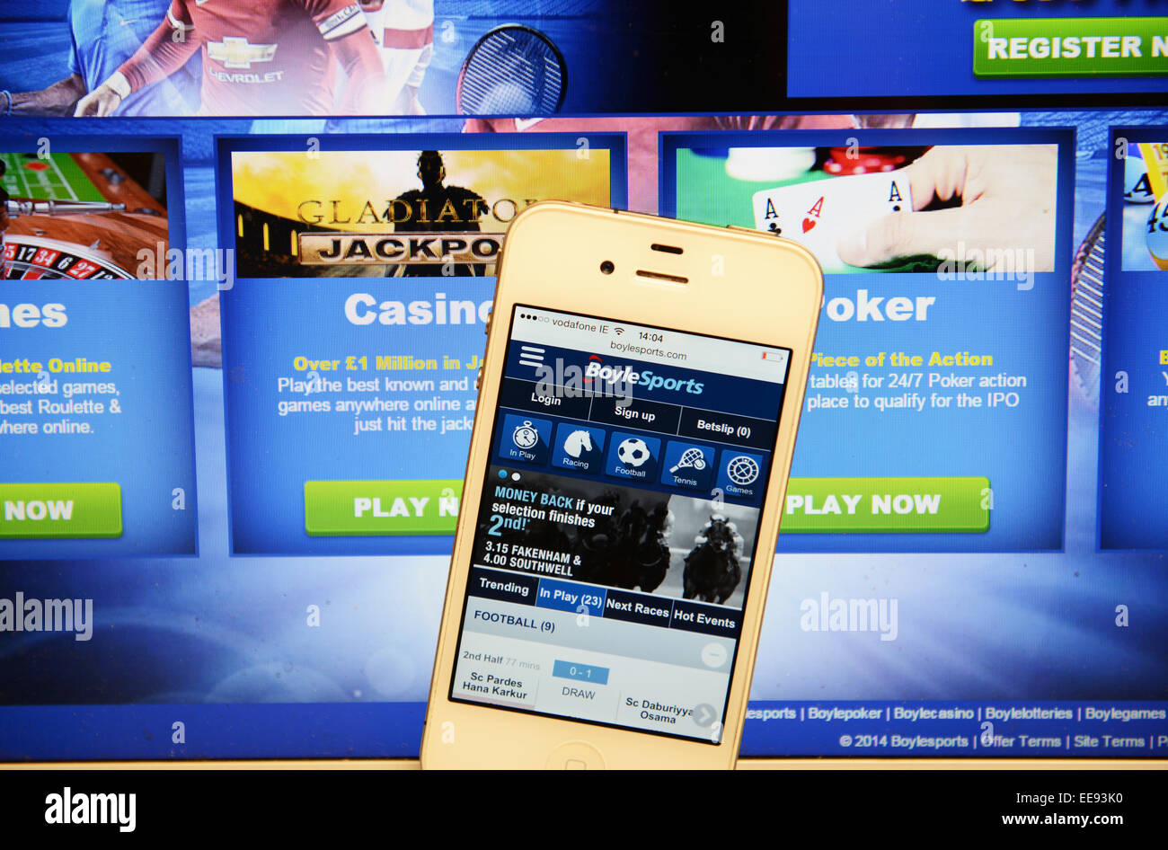 Boyle Sport Website und IPhone Stockfoto