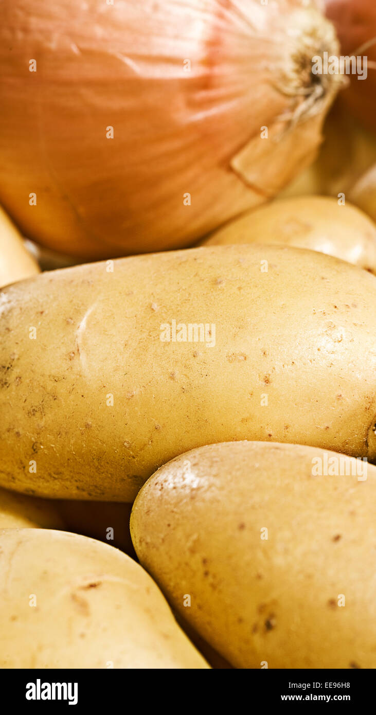 Essen-Banner mit frischen Kartoffeln für Ihr design Stockfoto