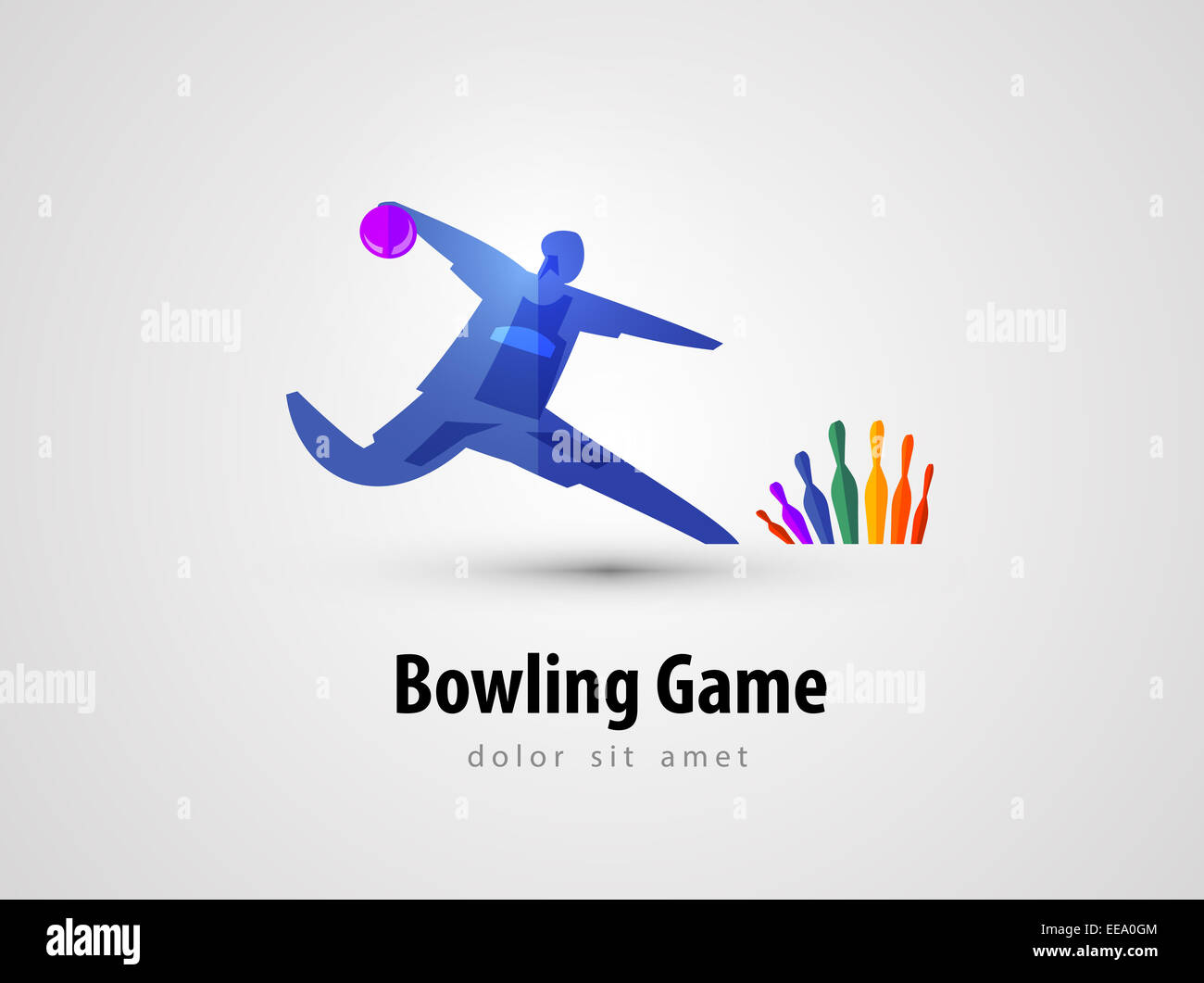 Bowling-Vektor-Logo-Design-Vorlage. Symbol für Spiel oder Unterhaltung. Stockfoto