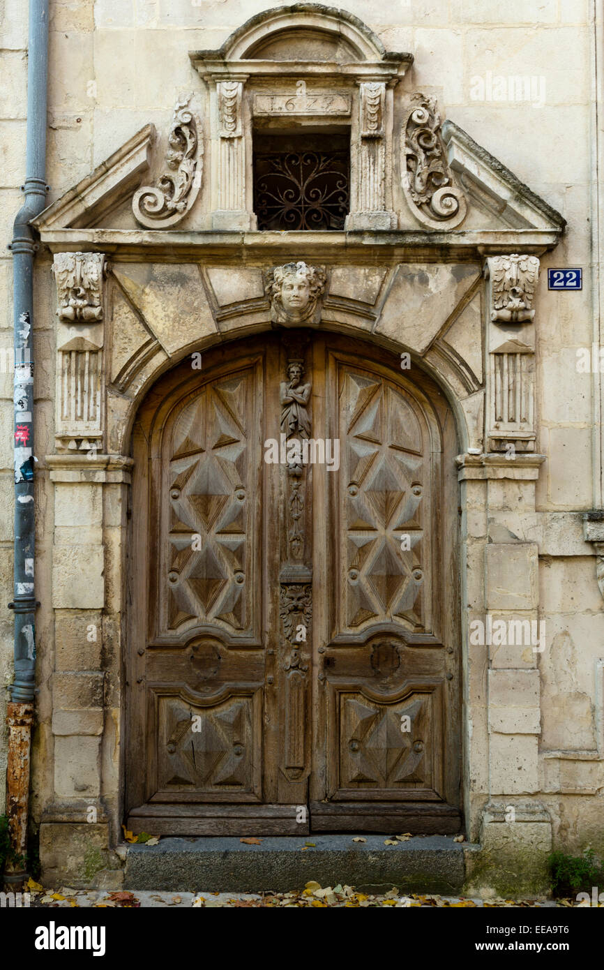 Alte Tür, La Rochelle, Charente Maritime, Poitou-Charentes, Frankreich Stockfoto