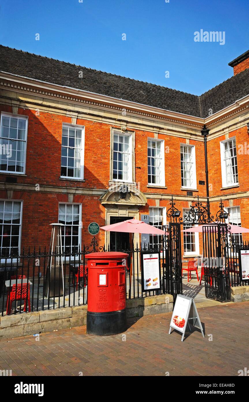 Chetwynd House (ehemaliges Postamt) und Heimat der Dramatiker Richard Brinsley Sheridan (MP), Stafford, Staffordshire, England, UK Stockfoto