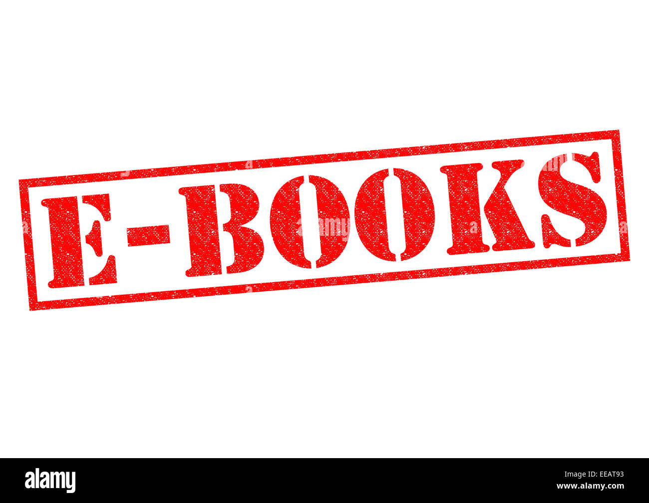 E-BOOKS Red Rubber Stamp vor einem weißen Hintergrund. Stockfoto