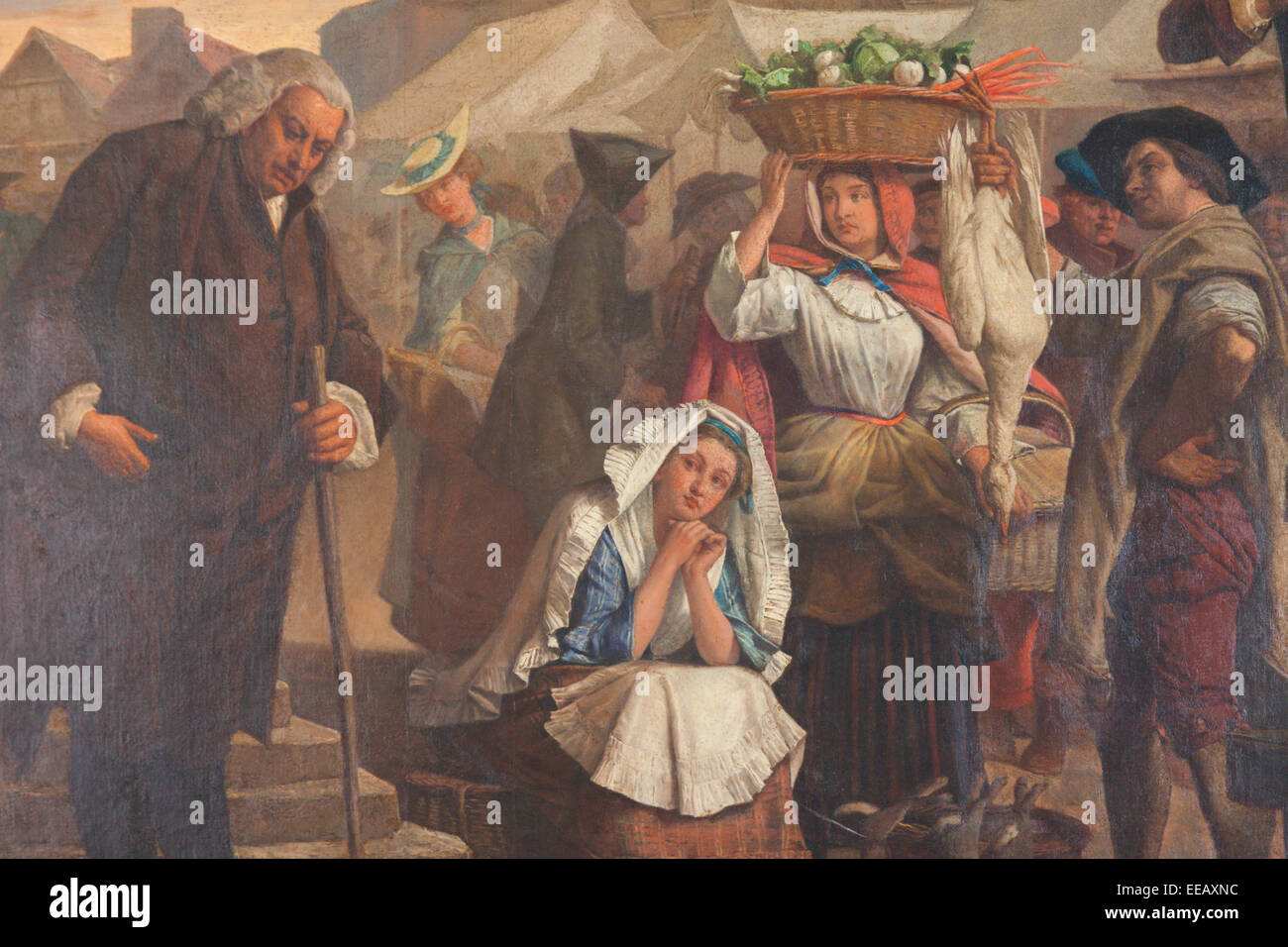 London, The City, Dr.Johnson Haus, Gemälde mit dem Titel "Dr.Johnson tun Pennance In den Markt der Uttoxeter" von Eyre Cowe Stockfoto