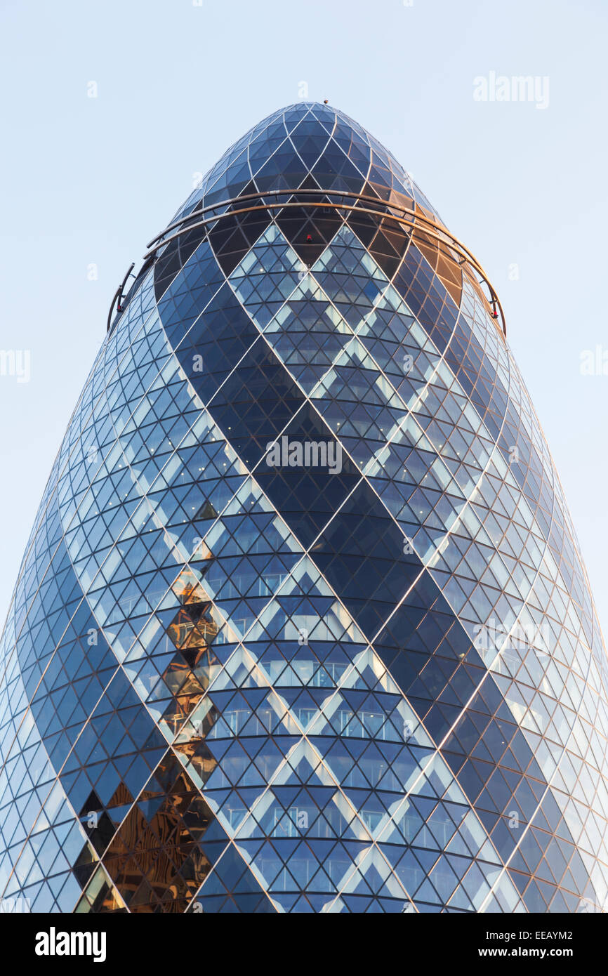 England, London, City of London, Gherkin Gebäude, Architekt Foster und Partner Stockfoto
