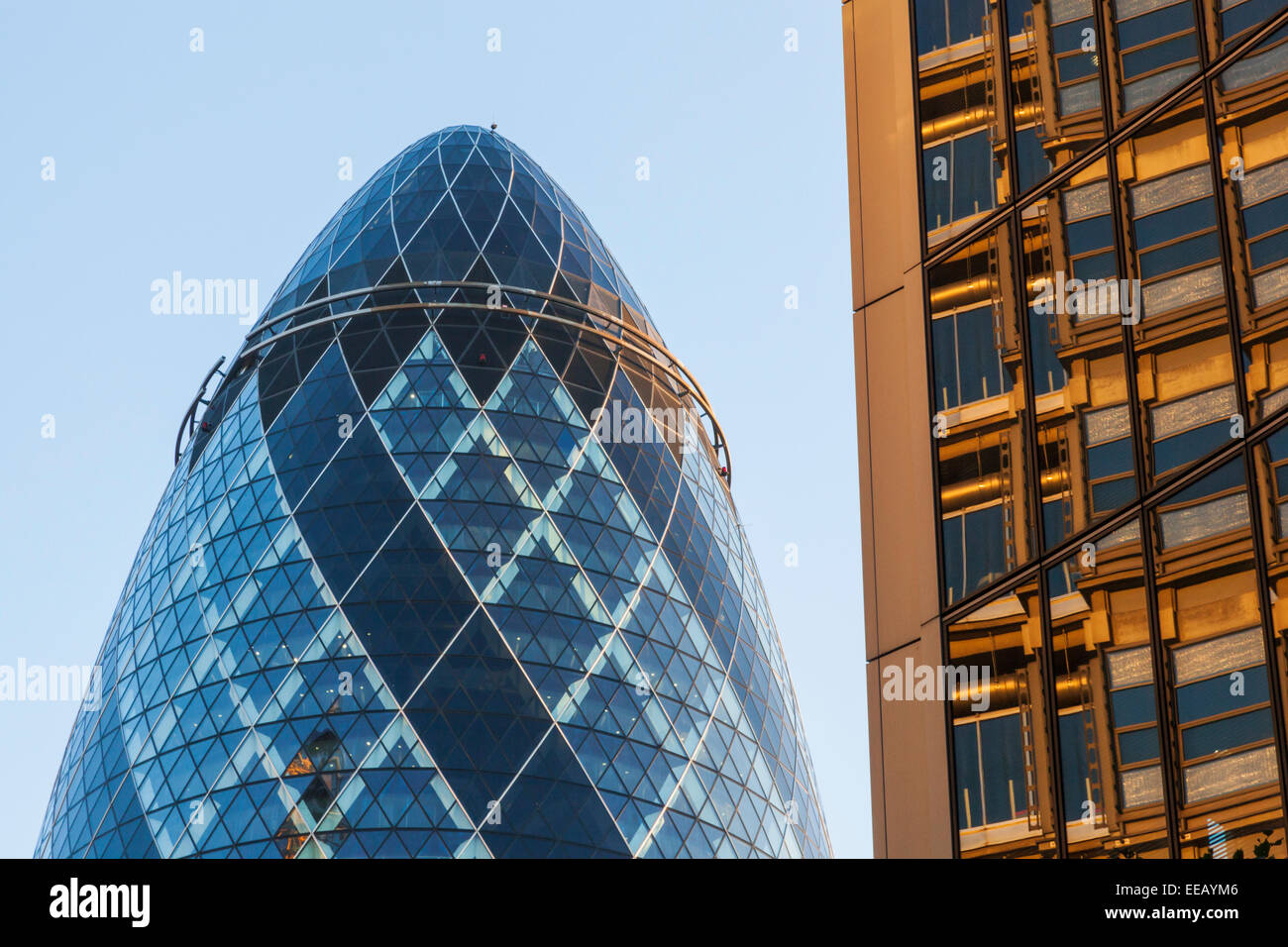 England, London, City of London, Gherkin Gebäude, Architekt Foster und Partner Stockfoto