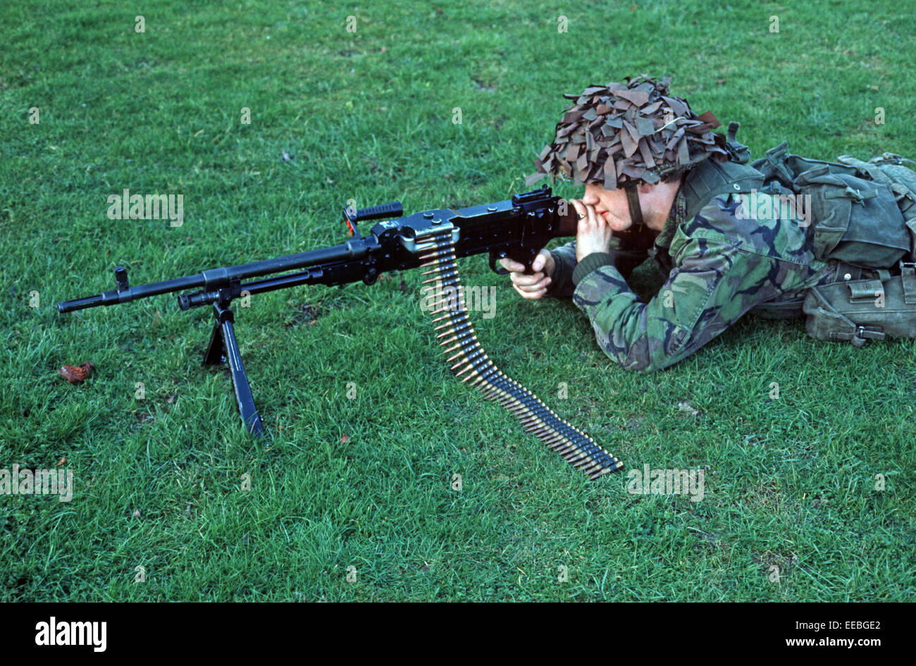 WAFFEN DER ULSTER - FEBRUAR 1972. L7A1 allgemeine Zweck Maschinengewehr benutzt von der britischen Armee während der Unruhen, Nordirland. Stockfoto