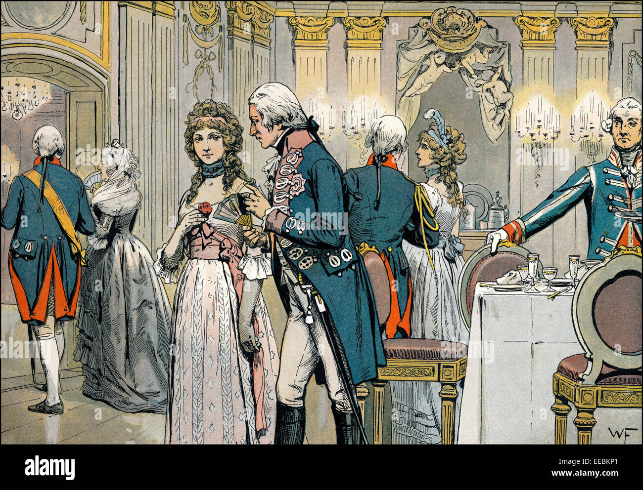 Erste Sitzung des Kronprinzen Friedrich Wilhelm von Preußen mit seiner späteren Braut, Prinzessin Louise, Frankfurt A. M., 1793 Stockfoto