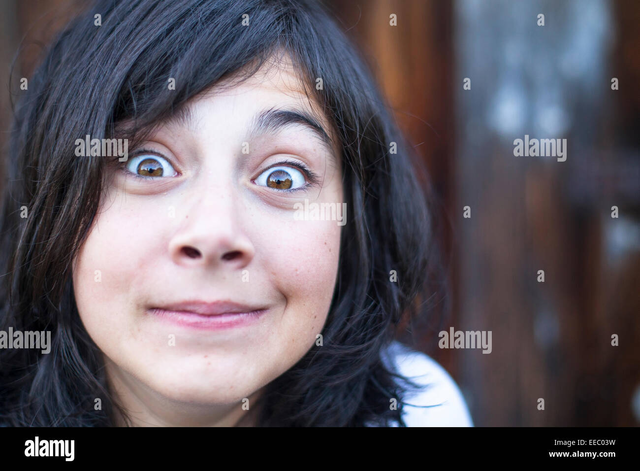 Close-up Gesicht eines Mädchens sehr emotional. Stockfoto