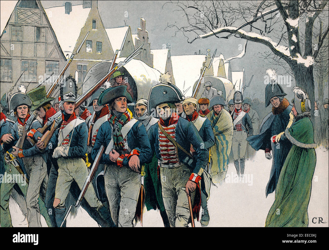 Napoleonische Kriege, die restlichen preußischen Armee vorbei das Königspaar, Memel am 14. Januar 1807, Louise von Mecklenburg-Strelit Stockfoto