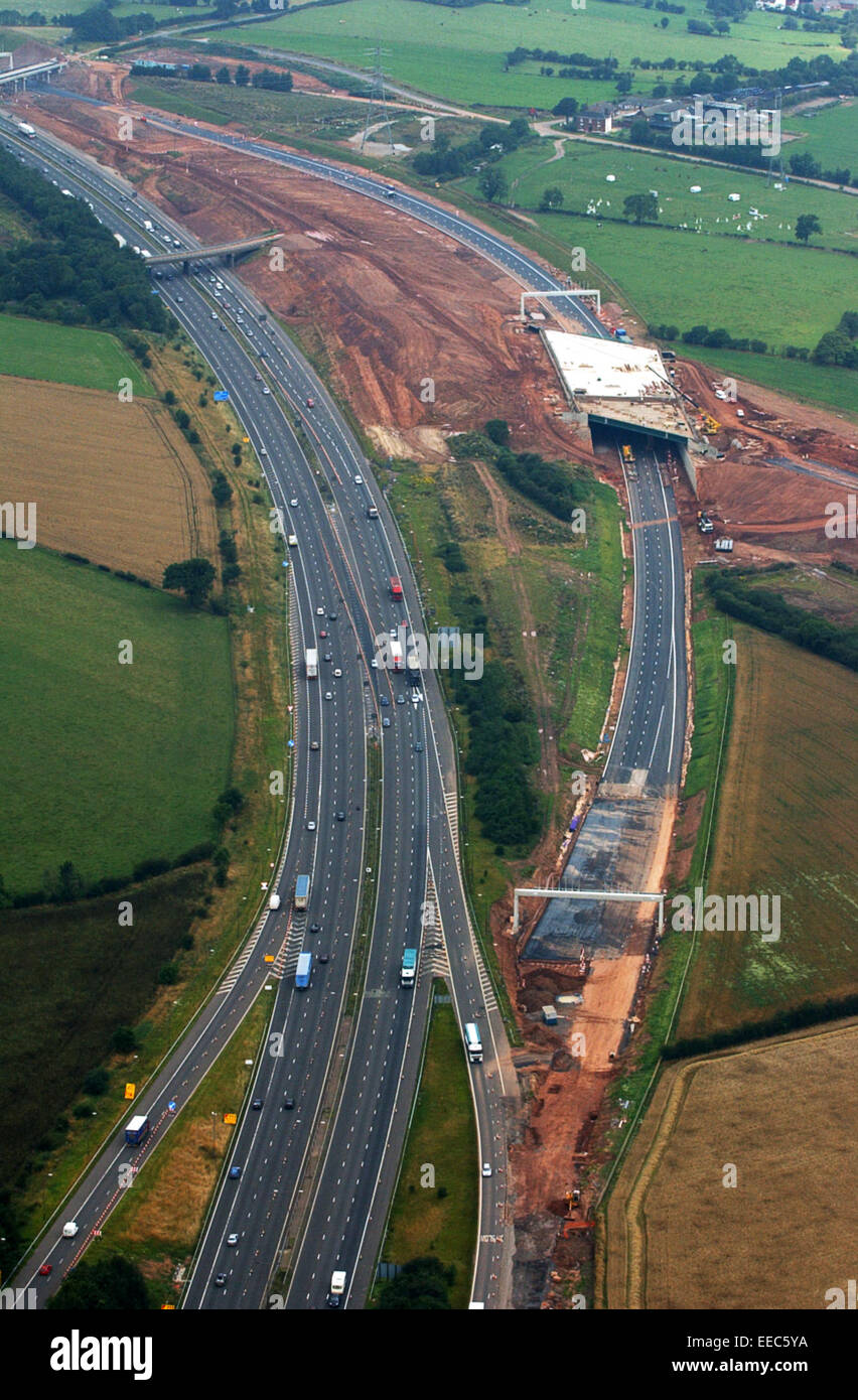 Die M6 Autobahn im Bau an der nördlichen Verbindung mit der M6 bei Saredon in Staffordshire Stockfoto