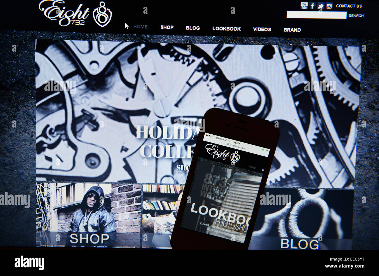 Acht Website und IPhone Stockfoto