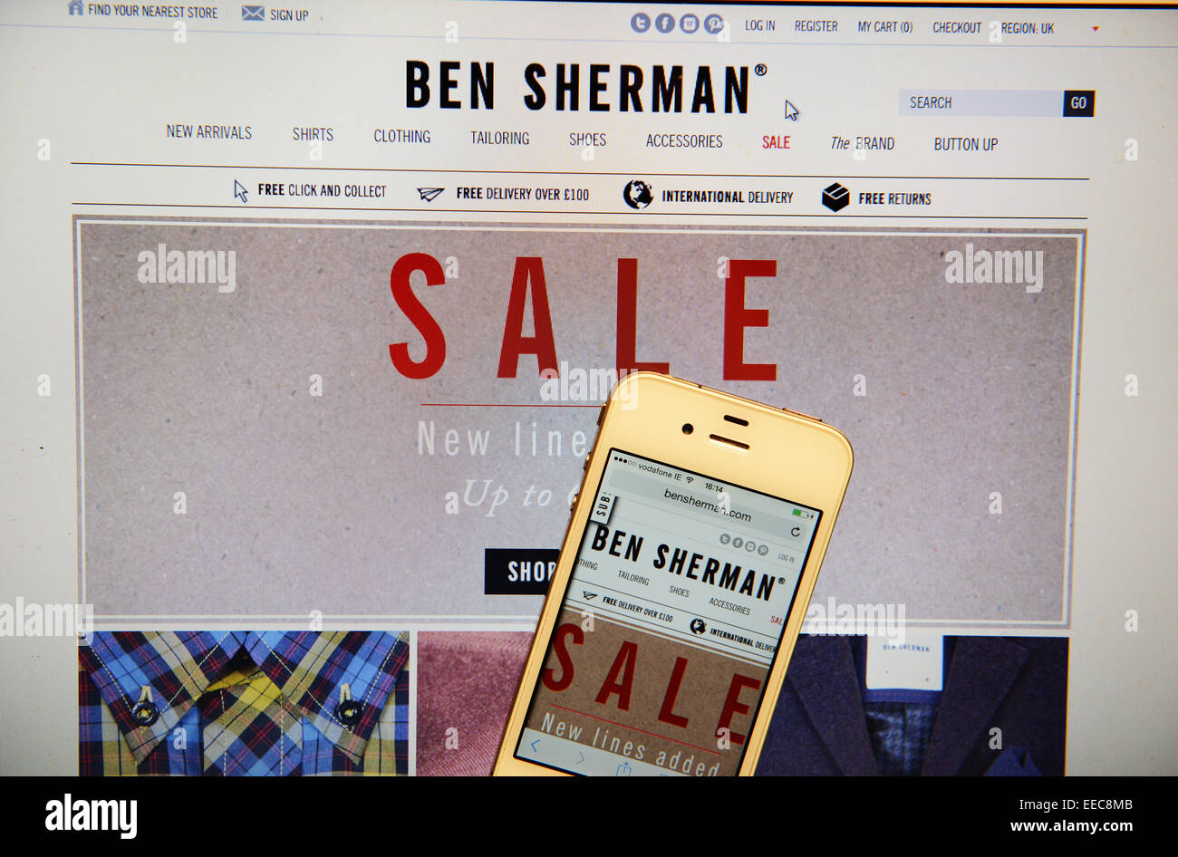 Ben Sherman Website und IPhone Stockfoto