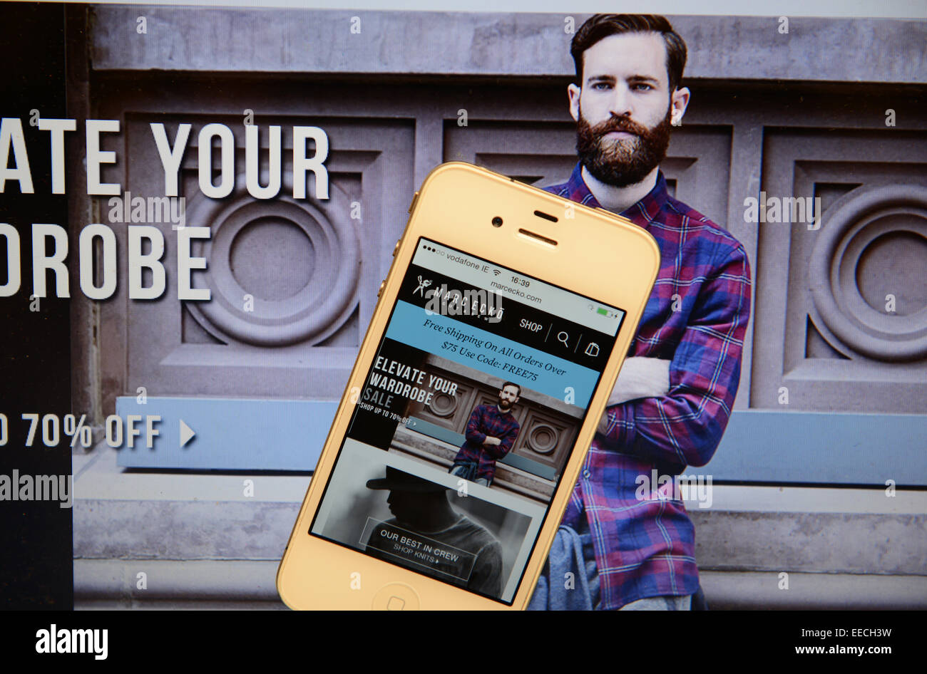 Marc Ecko Website und IPhone Stockfoto