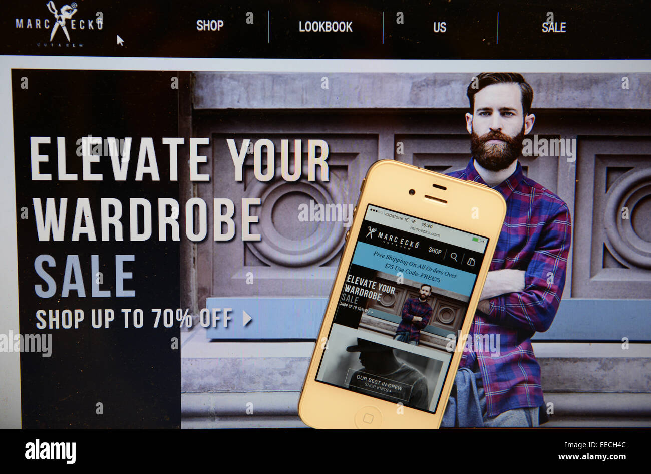 Marc Ecko Website und IPhone Stockfoto