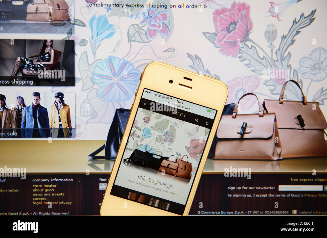 Gucci-Website und IPhone Stockfoto