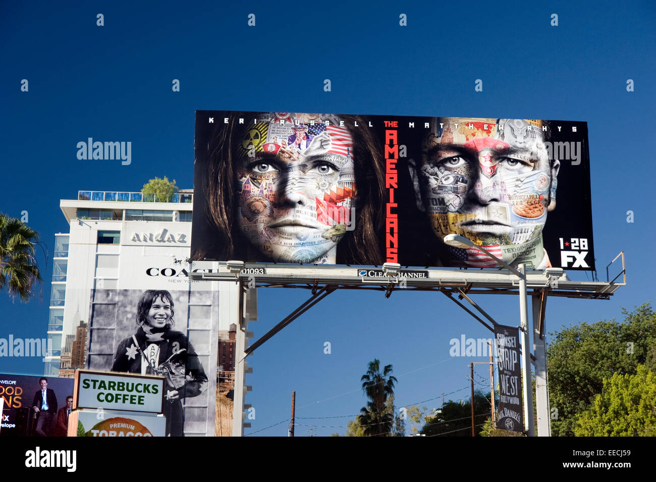 Plakat auf dem Sunset Strip für FX zeigen die Amerikaner Stockfoto