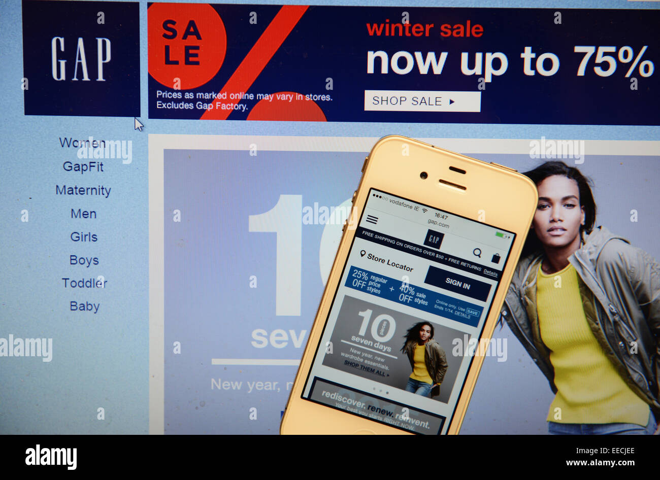 Lücke-Website und IPhone Stockfoto
