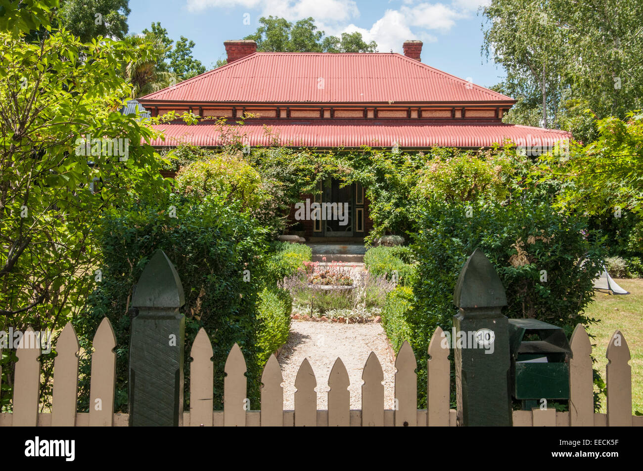 Mitte des viktorianischen Ära rote Ziegel Haus in Beechworth, NE Victoria, ca. 1861 von W.T Hing, einem prominenten lokalen chinesischen gebaut. Stockfoto