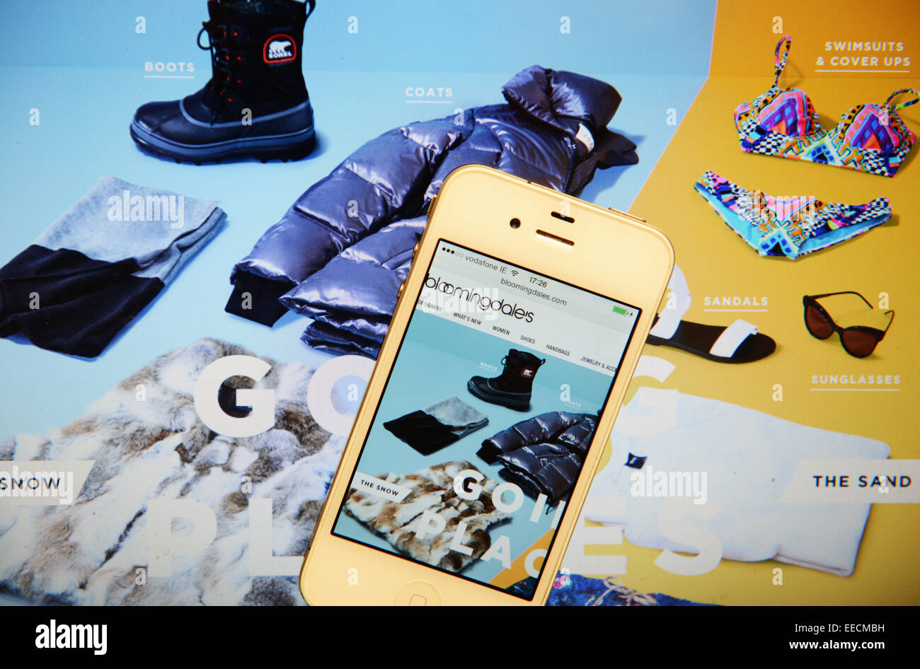 Bloomingdales Website und IPhone Stockfoto