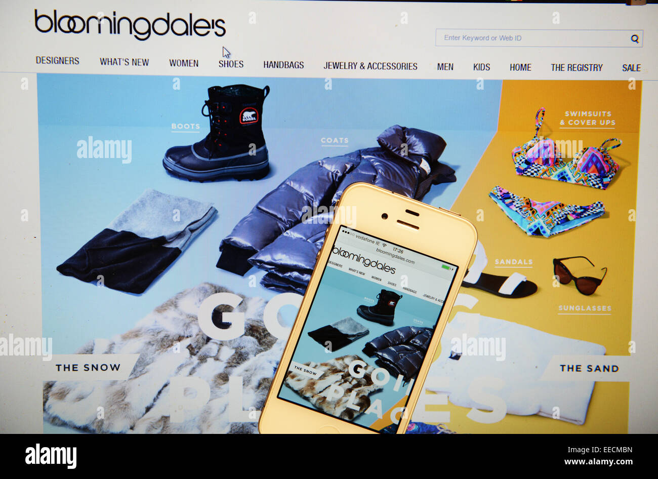 Bloomingdales Website und IPhone Stockfoto