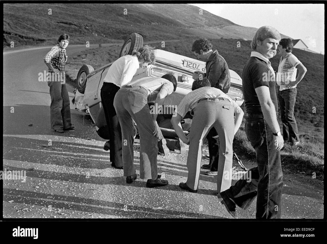 Autounfall, Scalloway. Stockfoto