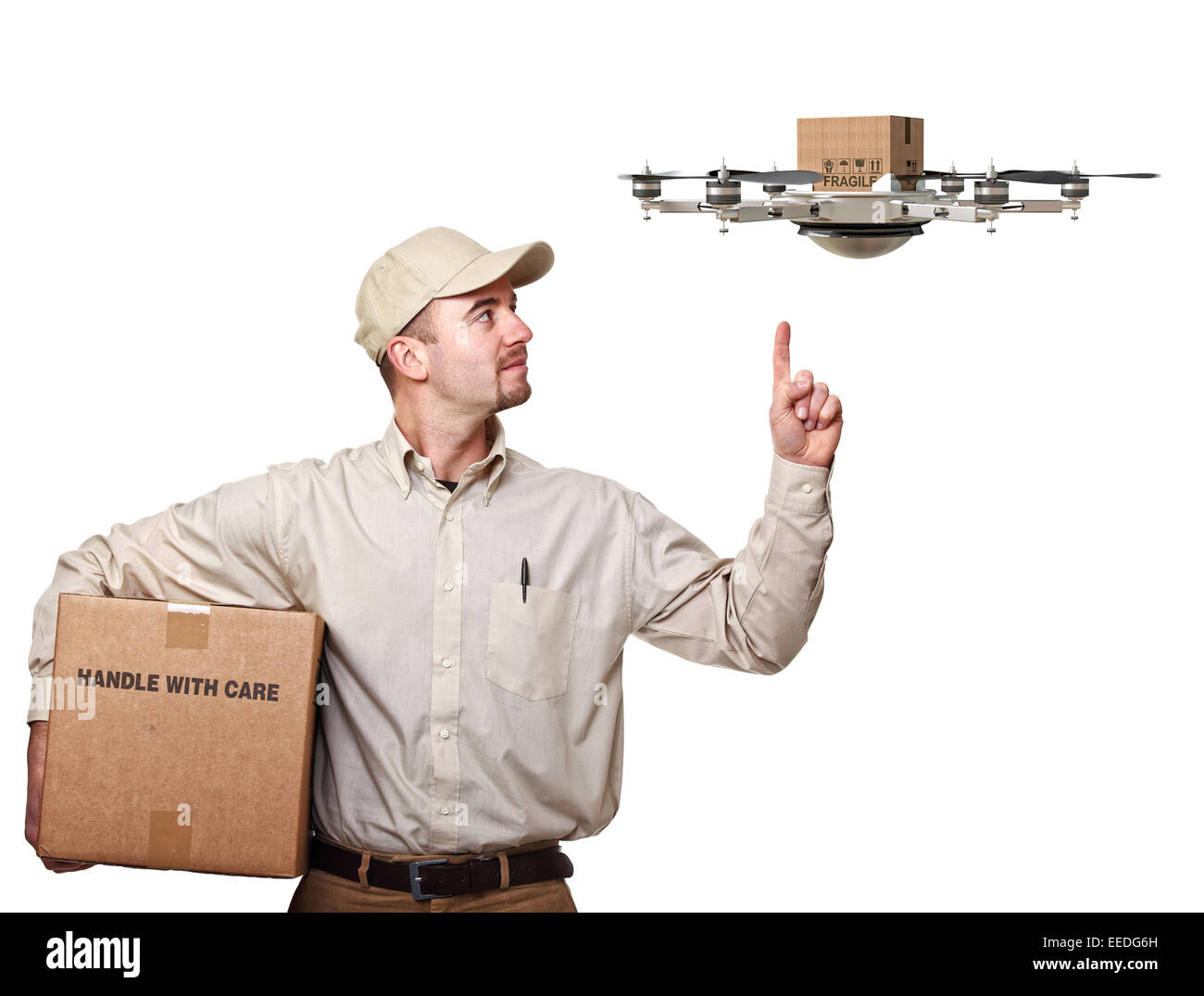 3D-Bild eines futuristischen Drohne und Arbeitnehmer Stockfoto