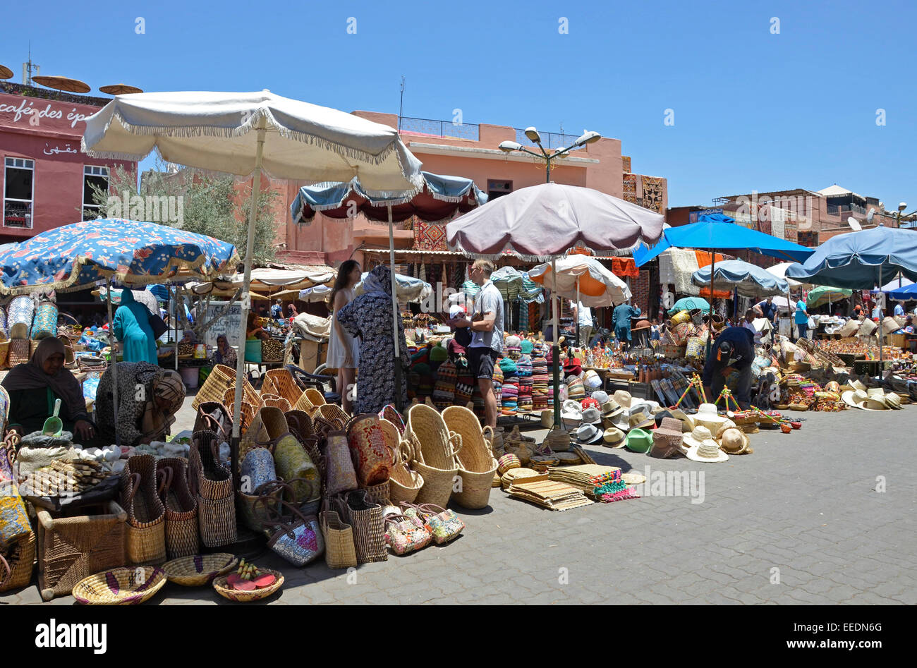 Markt der Jemaa el Fna in Marrakesch-Marrakesch, Marokko, Nordafrika Stockfoto