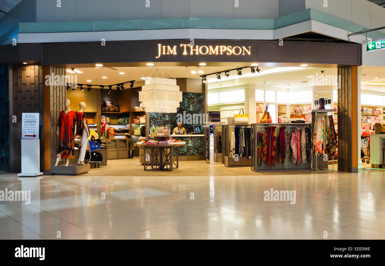 Jim Thompson speichern, Thai-Seide, Suvarnabhumi Airport, Bangkok, Thailand, Südostasien. Stockfoto